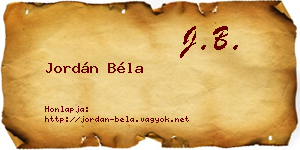 Jordán Béla névjegykártya